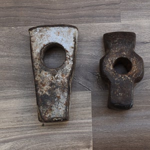 Vintage Old Hammer Heads Iron worker Mechanic Blacksmith Tool primitive Lot of 2