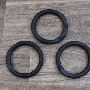 Vintage Handmade Iron horse tie hitching post ring hand forged barn 3 pcs