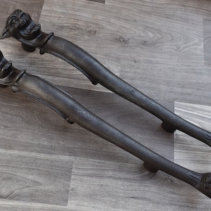 16.5&quot; inch Vintage Cast iron Lion Face Extra Large and heavy Gate door cabinet screen handles pull 2 Pcs