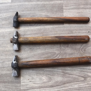 Vintage iron carpentry woodworking Blacksmith Wood Handle Hammer tool 3 pcs