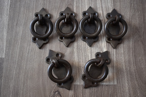 VINTAGE Handforged chest door KNOCKER ring Pull drop handle knob 4 pic