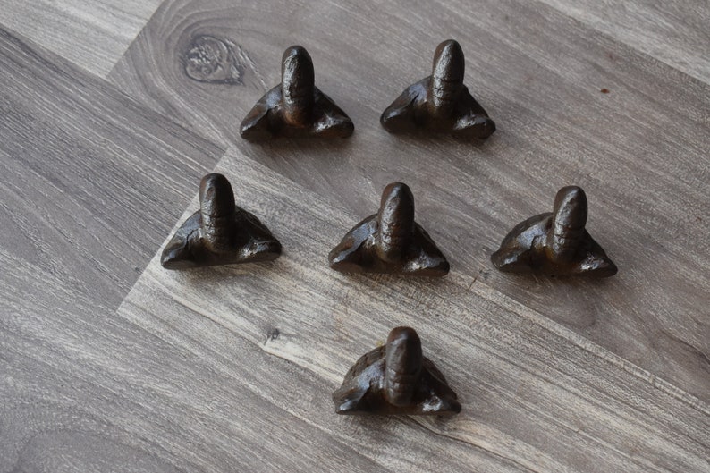 Iron door knobs cast cabinet Tortoise drawer handles pull rustic hardwa 6pcs