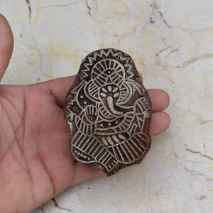VintageWood Printing Block Pottery Stamp Timbro intagliato a mano Block Print Stamp Textile Stamp Elephant God Ganesha stamp Blocco di tessuto artigianale