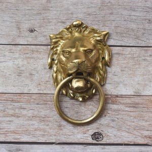Vintage leeuw deurklopper handvat Victoriaanse zware messing deur poort borst ring pull