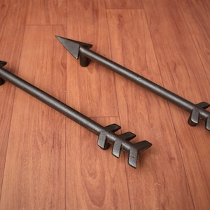 Vintage iron Arrow Gate door cabinet screen handles pull rustic Handmade 2 Pcs