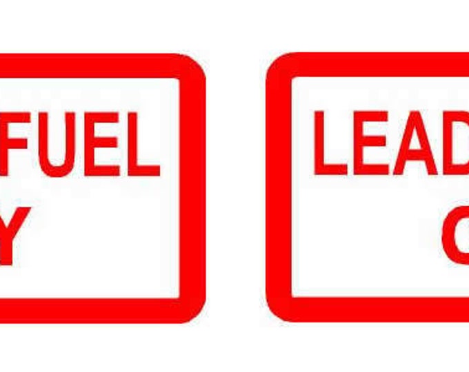 Leaded fuel only fuel filler cap stickers x2 for leaded fuel road race car