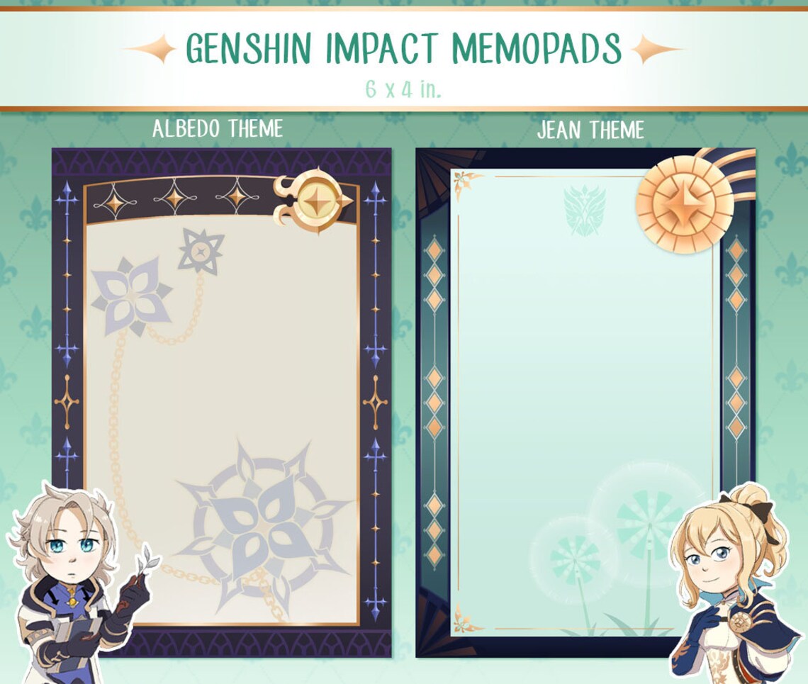 Genshin Impact Character Memopads Etsy