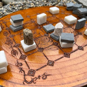 Handcrafted Tak Board Game: Pine Slate with Wood or Stone Pieces