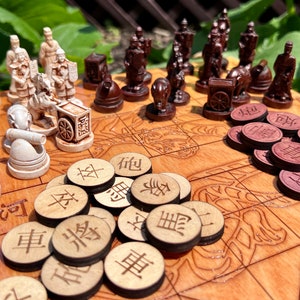 Handmade Wooden Chinese Chess Set aka Xiangqi | Personalized | Back is Engraved