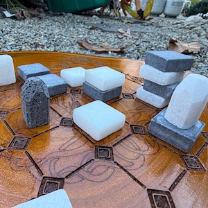 Handcrafted Tak Board Game: Pine Slate with Exotic Wood or Stone Marble Pieces
