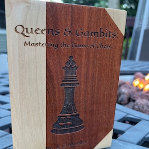 Custom Engraved Wood Chess Book - Unique Handcrafted Chess Set
