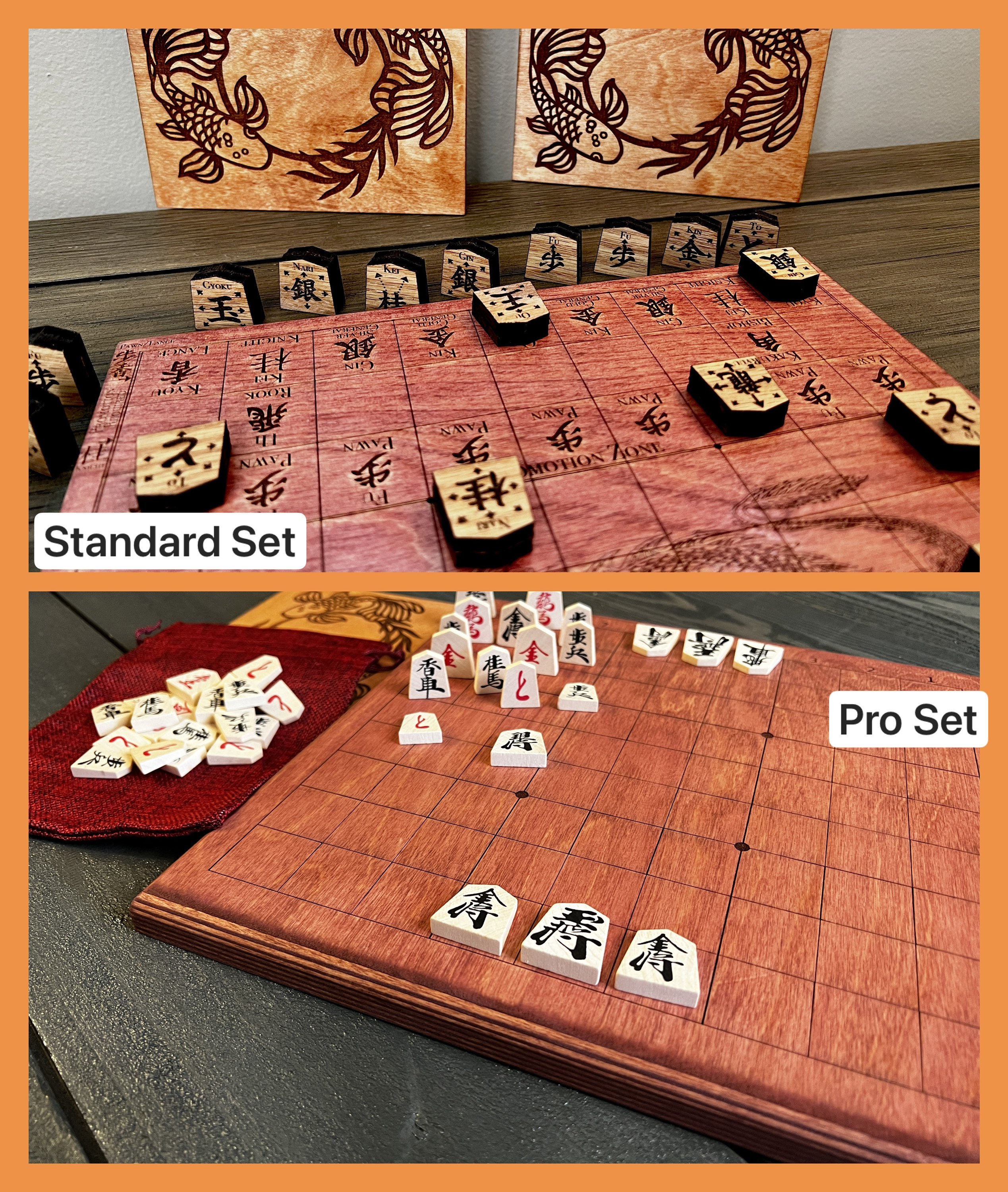 Shogi japanese Chess Wooden Board and Pieces 