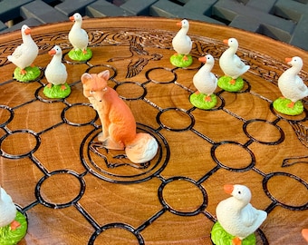 Fox and Geese Board Game - Historical, Handmade, Wooden, Tabletop, Medieval, Strategy Game