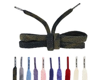 Black Vintage Faded Flat Cotton Shoelaces with Clear Tips
