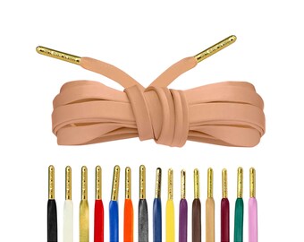 Luxury Tan Leather Shoelaces With Gold Tips