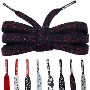 Black Red Cement Laces with Black Plastic Tips