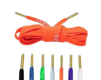 Off-White "SHOELACES" Style in Orange With Gold Metal Tips by Loop King Laces