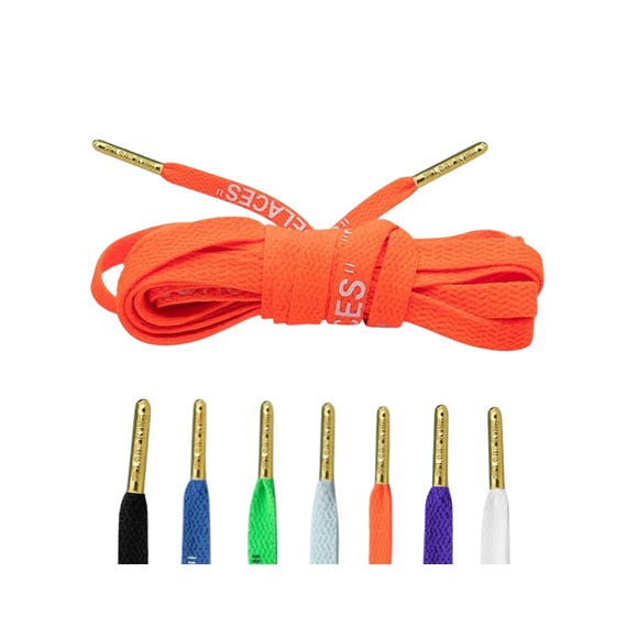 Off White SHOELACES Style in Orange With Gold Metal Tips by Loop King Laces