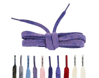 Royal Blue Vintage Faded Flat Cotton Shoelaces with Clear Tips