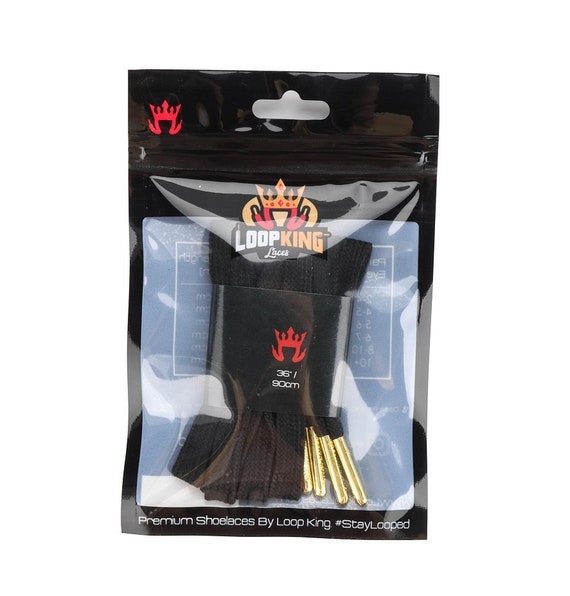  Loop King Laces 1 Pair Luxury Leather Black Shoe Laces with  Gold Tips - 24 Inch : Clothing, Shoes & Jewelry