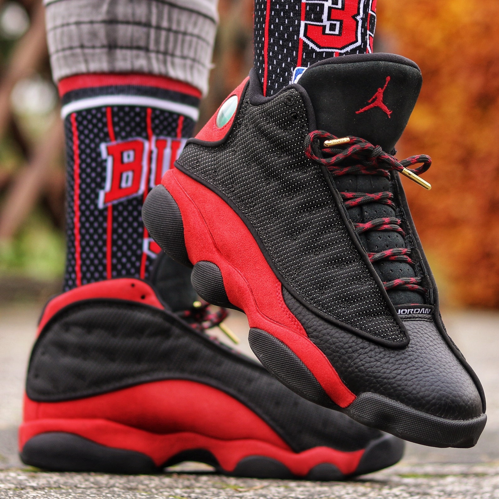 red and black shoelaces