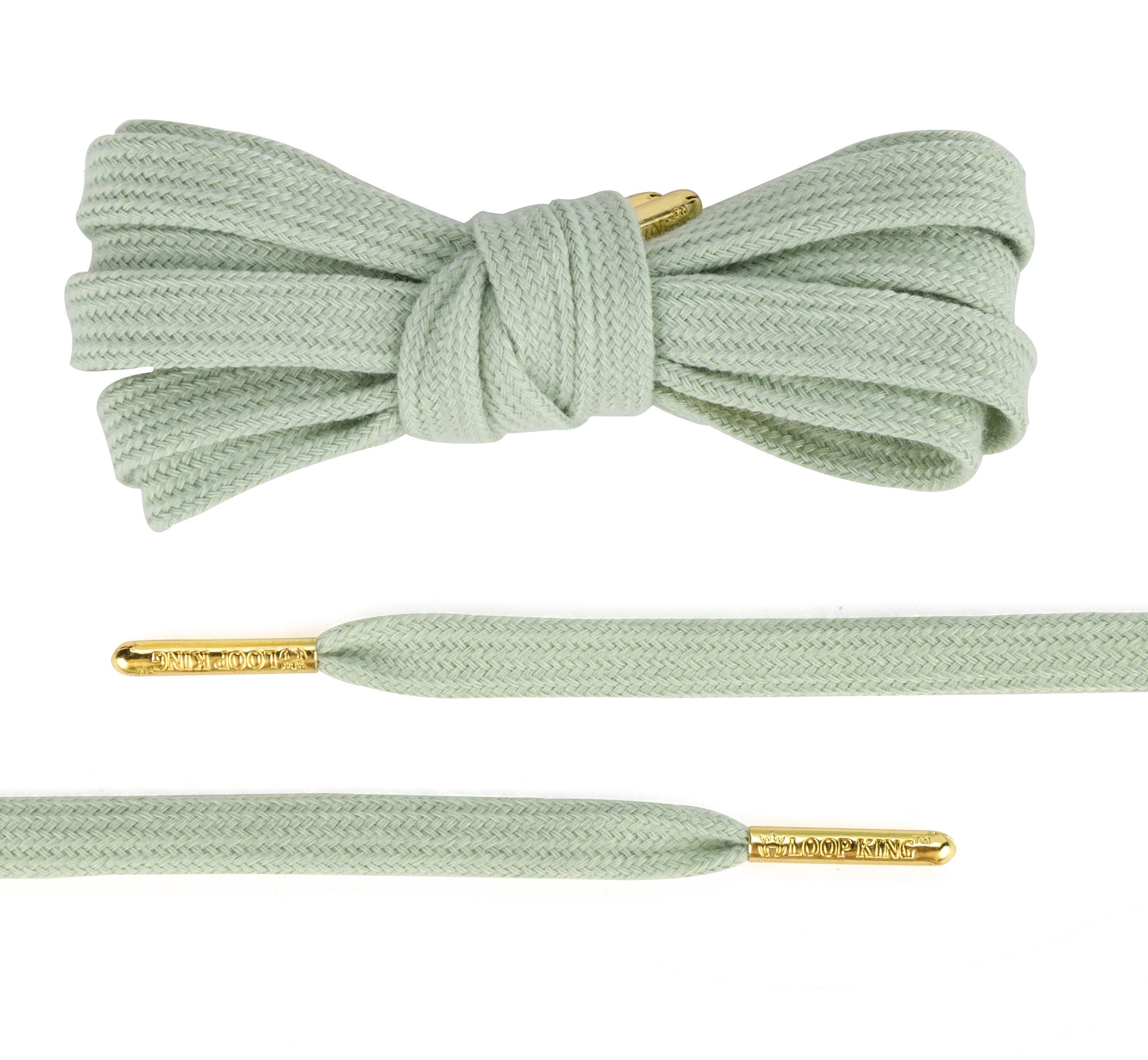 Rope White Grey Shoe Laces with Gold Tips - From Loop King