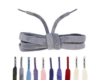 Grey Vintage Faded Flat Cotton Shoelaces with Clear Tips