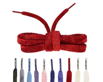 Red Vintage Faded Flat Cotton Shoelaces with Clear Tips