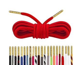 Luxury Rope Red Shoelaces with Gold Metal Tips by Loop King Laces