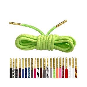 Luxury Rope Lime Green Shoelaces with Gold Metal Tips by Loop King Laces