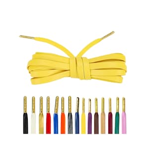 Stunning Yellow Leather Laces with Ritzy Gold Aglet Tips by Loop King Laces