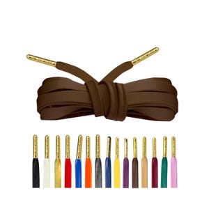 Luxury Brown Leather Shoelaces with Gold Tips
