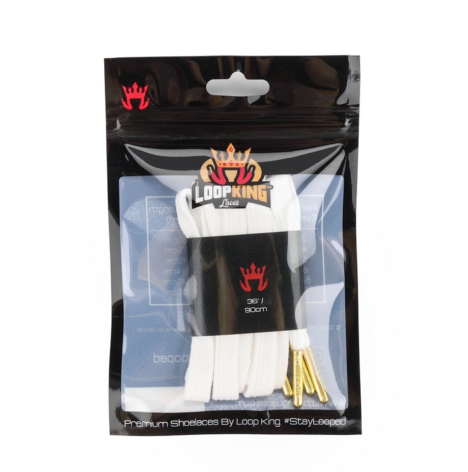 Flat Cotton White Shoelaces With Gold Tips by Loop King Laces - Etsy