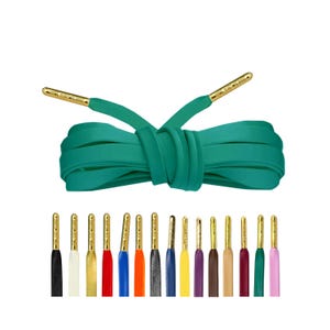 Luxury Kelly Green Leather Shoelaces with Gold Tips