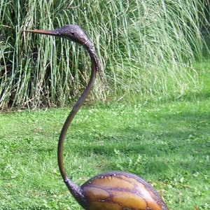 Recycled Metal Heron Garden Sculpture - Heron Yard Art