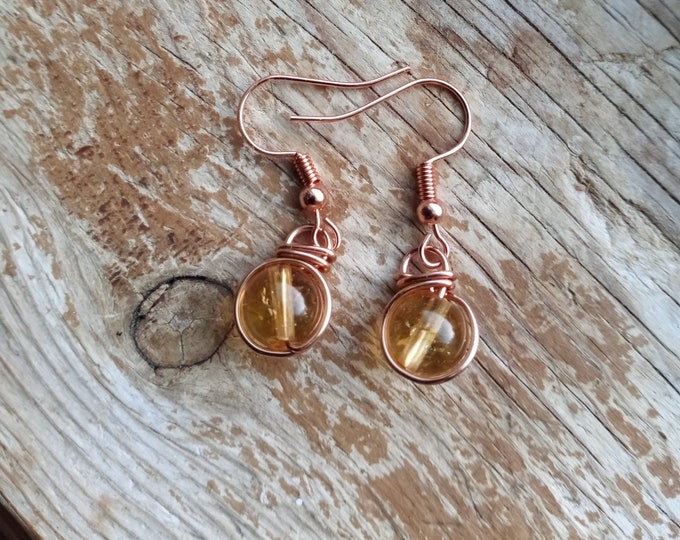 Citrine Fish Hook Earrings