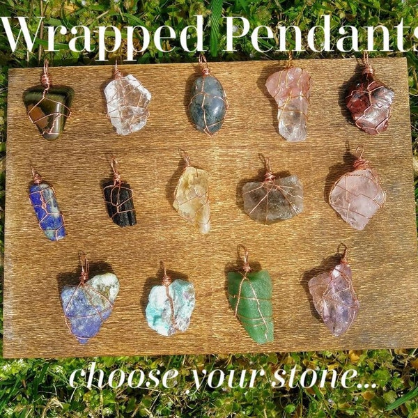 Wire Wrapped Pendants, Crystal Pendants, Crystal Jewelry, Healing Crystals, Wire Wrapped Jewelry, Copper Wire & Raw Crystal Pendant