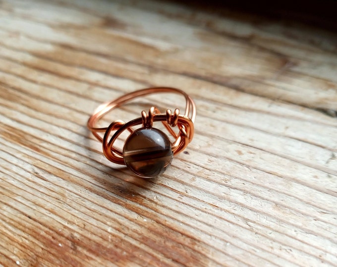 Smoky Quartz Wire Wrapped Ring