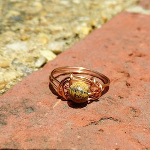 Picture Jasper Wire Wrapped Ring, Copper Wire Ring, Crystal Ring, Wire Wrapped Jewelry, Copper Wire Wrapped Ring with Gemstone