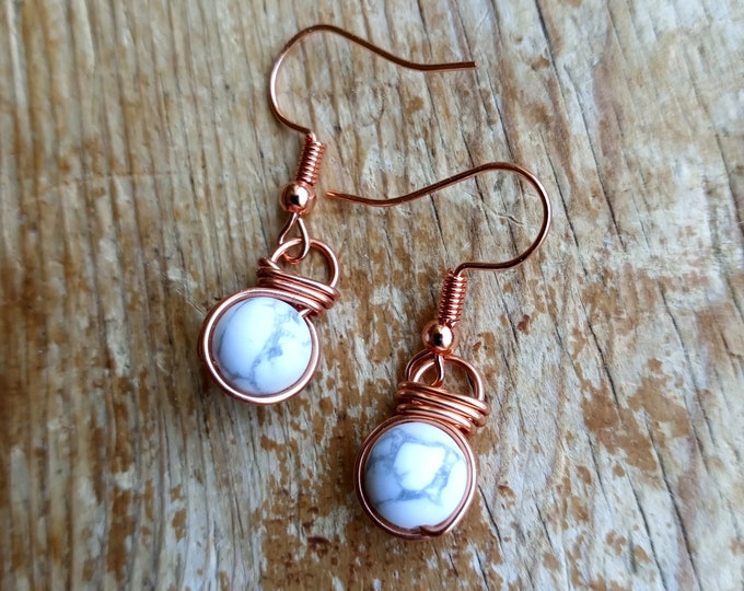 Howlite Fish Hook Earrings