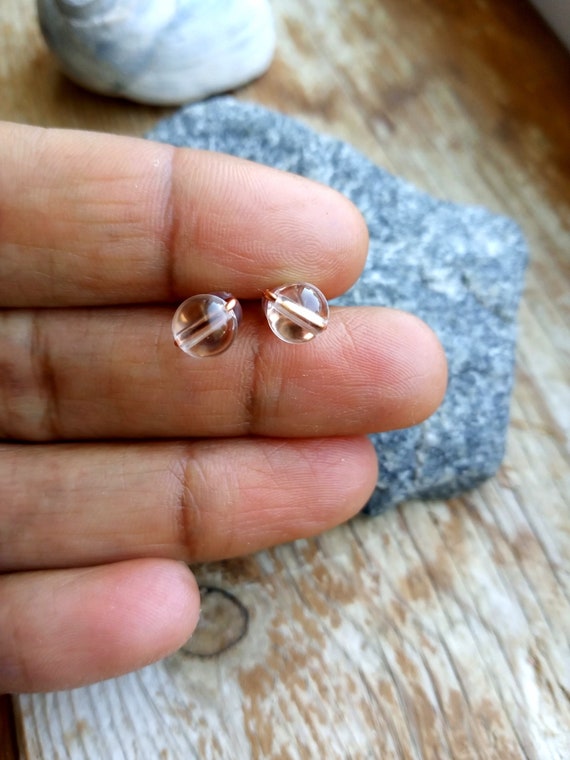 Clear Quartz Earrings, Stud Earrings, Wire Wrapped Jewelry, Wire