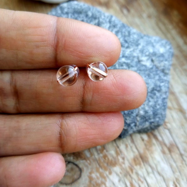 Clear Quartz Earrings, Stud earrings, wire wrapped jewelry, wire wrapped earrings, healing crystal earrings, copper jewelry