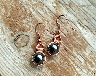 Hematite Fish Hook Earrings