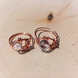 Clear Quartz Ring, Wire Wrapped Ring, Copper Wire Ring, Crystal Ring, Wire Wrapped Jewelry, Gemstone Ring