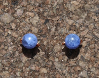 Sodalite Earrings, Stud earrings, wire wrapped jewelry, wire wrapped earrings, healing crystal earrings, copper jewelry