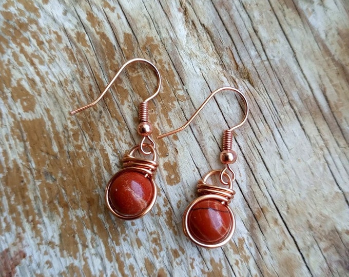 Red Jasper Fish Hook Earrings