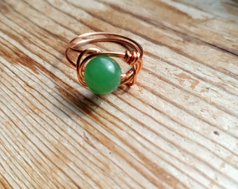 Green Aventurine Wire Wrapped Ring