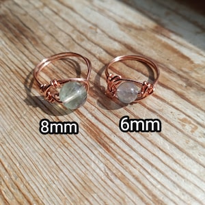 Fluorite Ring,  Wire Wrapped Ring, Copper Wire Ring, Crystal ring