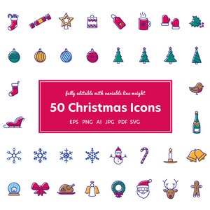 50 iconos vectoriales de Navidad