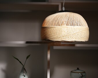 White Funnel Ceiling Pendant Lamp Over Kitchen Tableware handmade woven rattan pendant light natural wicker lamp shade chandelier lampshade hanging ceiling light shade chinese decor light fixture